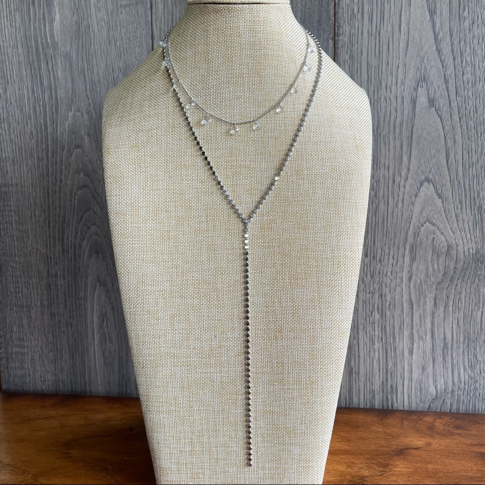 Double layer, Y lariat necklace